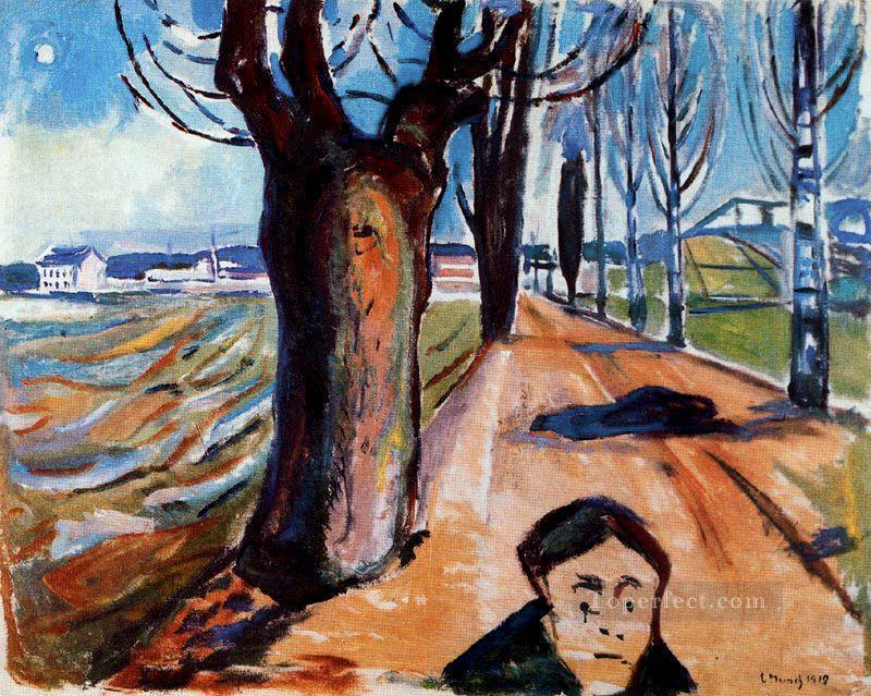 the murderer in the lane 1919 Edvard Munch Expressionism Oil Paintings